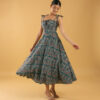 Indo-western cotton midi dress for girls with paisley print, ideal for summer events and day functions