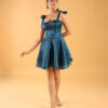 Short teal one piece dress for girls with 4-meter flair, perfect for party nights and freshers events.
