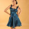 Short teal one piece dress for girls with 4-meter flair, perfect for party nights and freshers events.