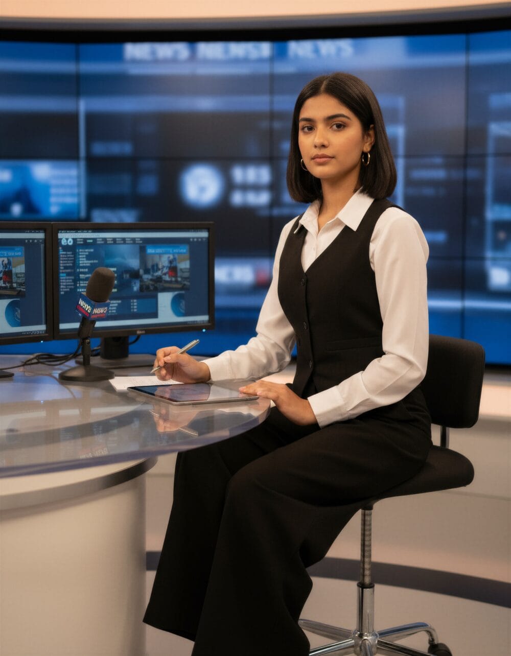 Black waistcoat and straight pant set for women – formal office wear and corporate interview outfit by Its Moment