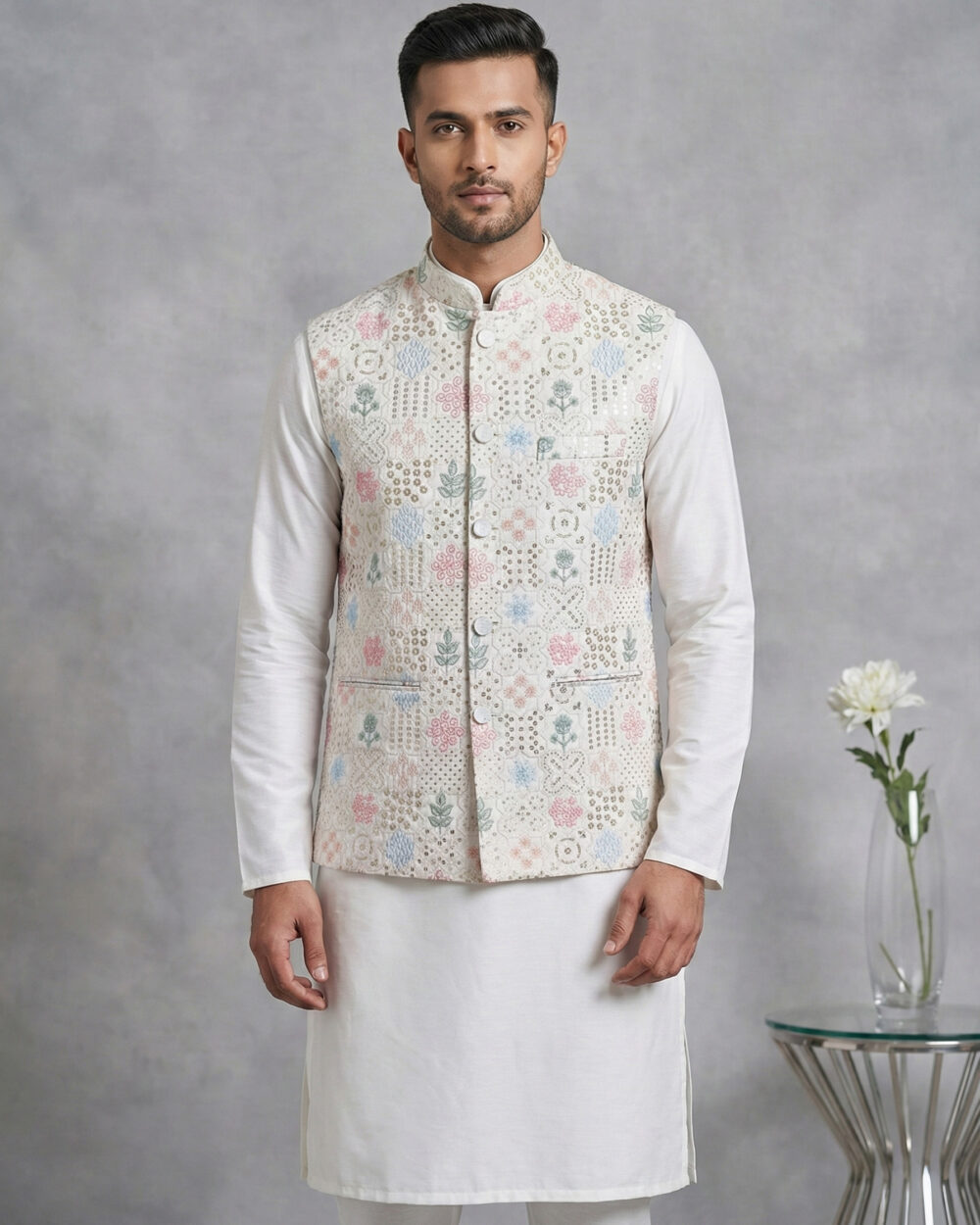 White Embroidered Coat