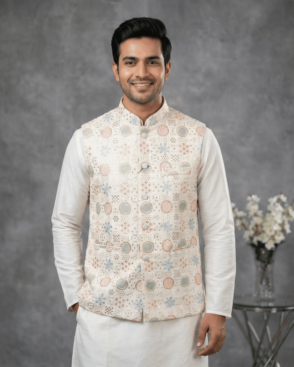 Noor White Embroidered Coat