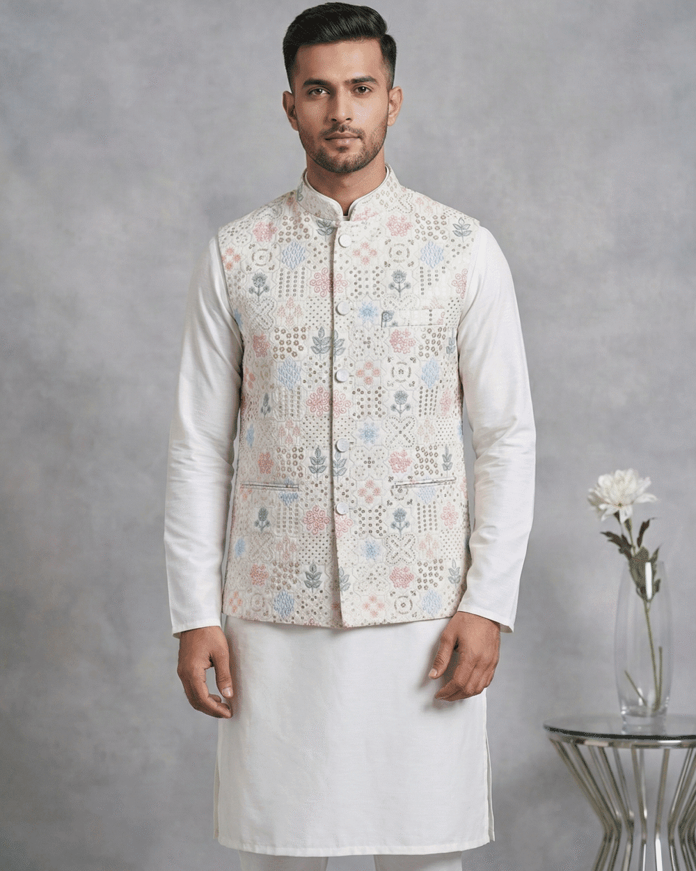 White Embroidered Coat