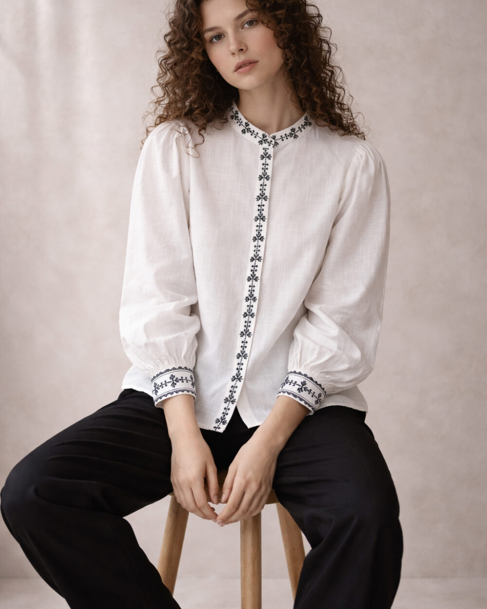 White Embroidered Formal shirt